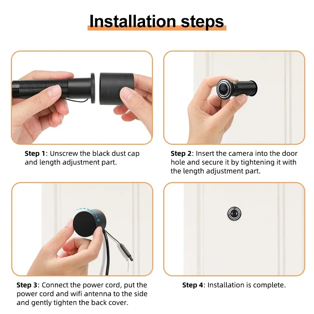 2MP Wifi Tuya Smart Video Peephole Camera Motion Detection Door Viewer Video-eye Wireless Two-way Audio Home Security Cameras