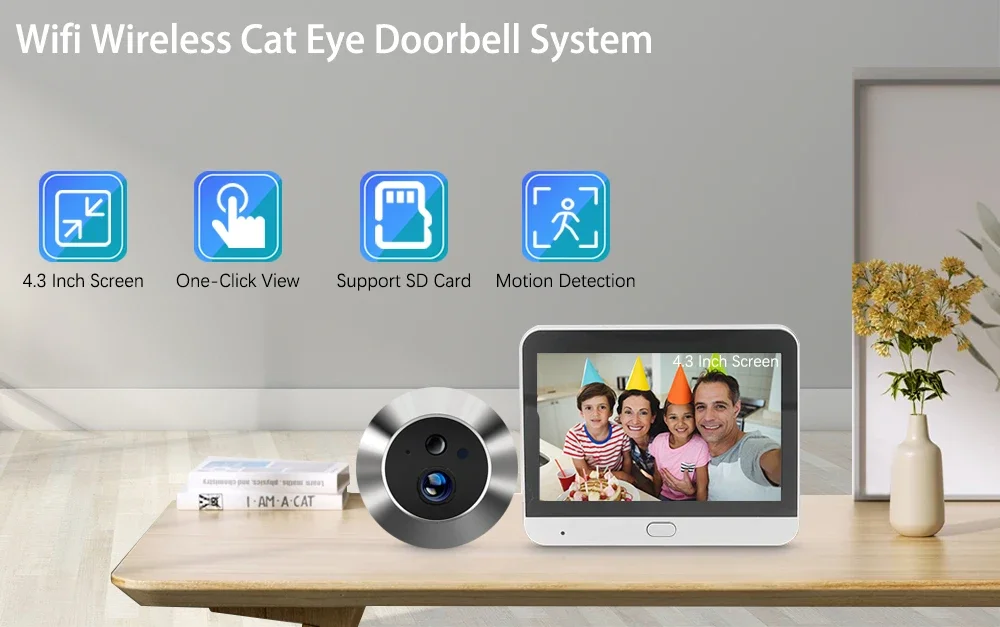 4.3 Inch 5MP Baby Monitor Tuya SmartLife Home WiFi Digital Peephole Door Eye Video Camera Home Security NightVision Video Viewer