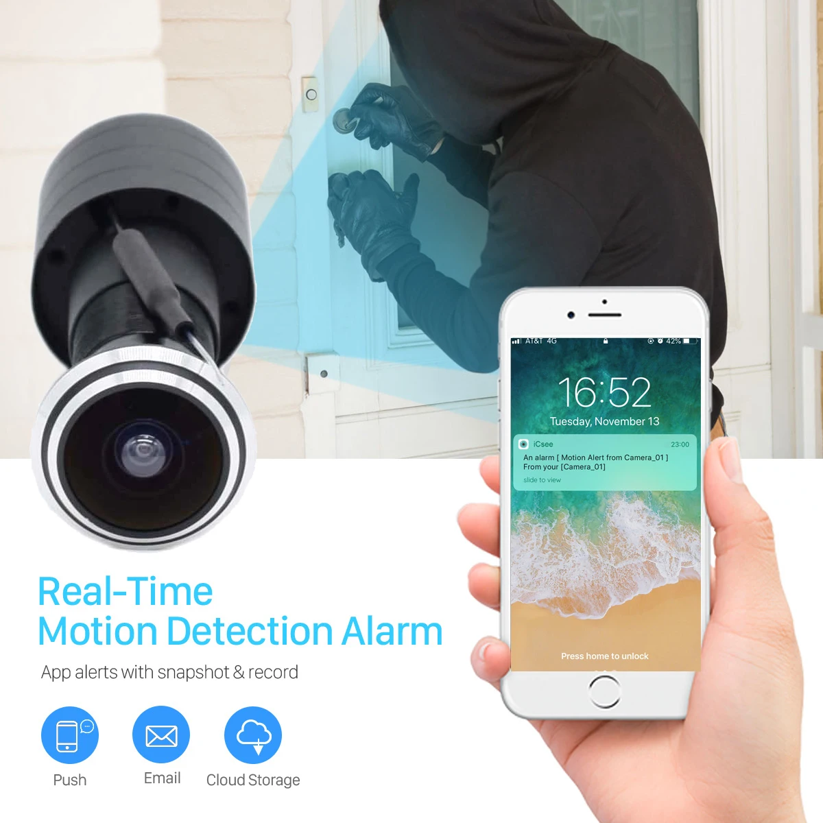 3MP 1080P HD Video Peephole Wifi Camera Motion Detection Door Viewer Video-eye Wireless Intercom Monitor for Home Security