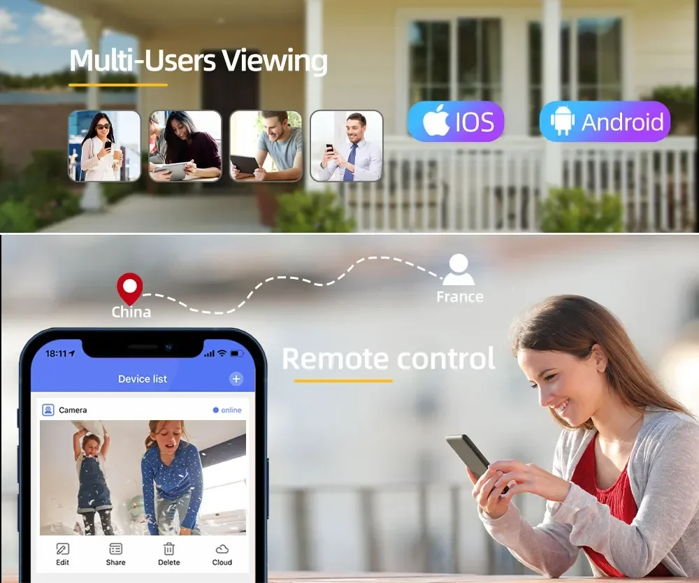 Icsee 8MP Outdoor PTZ Rotate Camera Wireless Security System Smart Wifi NVR Kit 4K Camera NVR Kit 8CH 5MP WiFi NVR