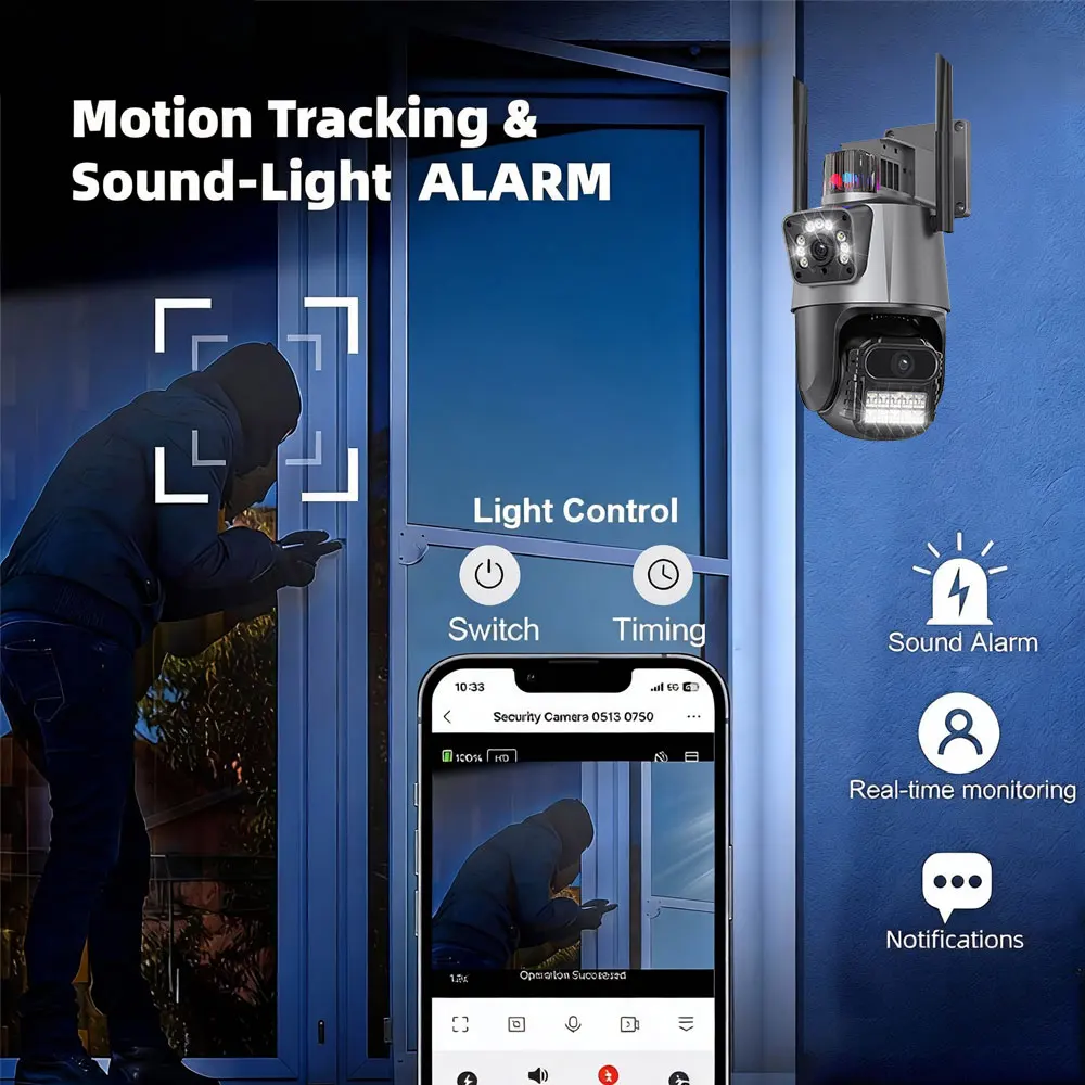 Icsee 8MP Outdoor PTZ Rotate Camera Wireless Security System Smart Wifi NVR Kit 4K Camera NVR Kit 8CH 5MP WiFi NVR