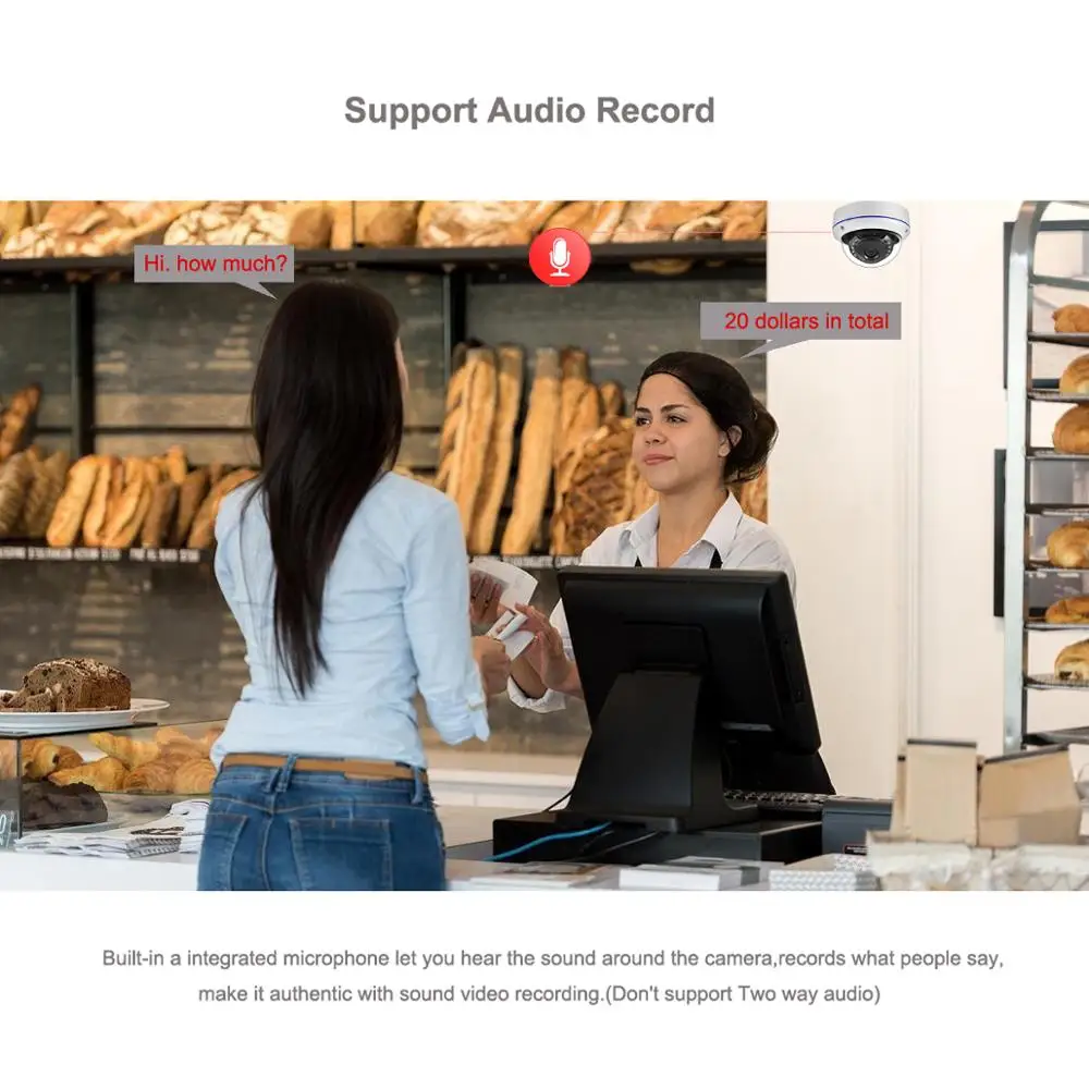 Gadinan POE Smart surveillance camera IP Camera NVR Security System CCTV Video Surveillance Kit H.265+ 48V POE Motion Detection