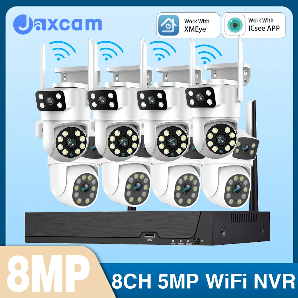 8MP PTZ Video Surveillance System 8CH WiFi NVR CCTV Security Camera Dome WIFI Auto Tracking Kit Two Way Audio Waterproof Rotate
