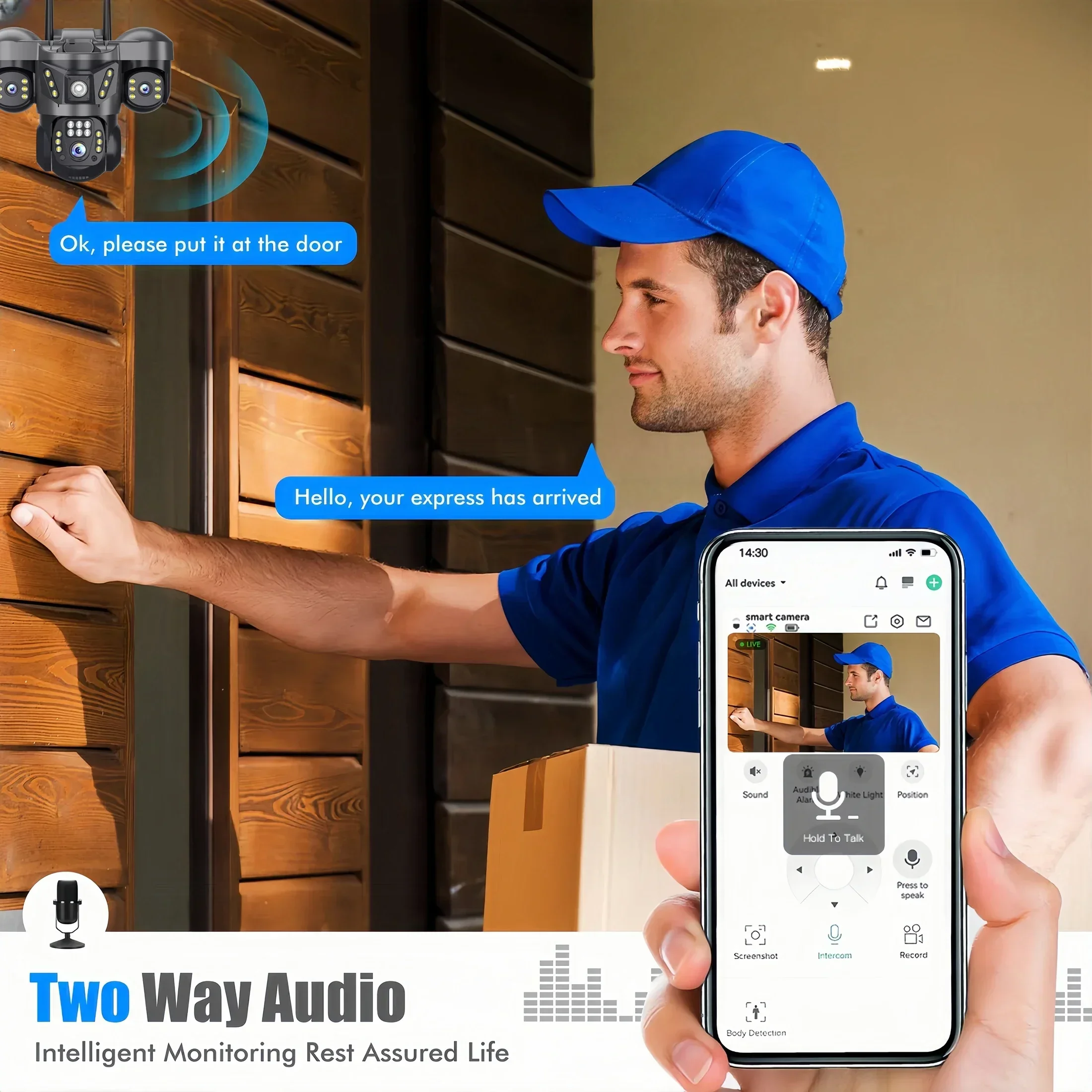 15MP Outdoor WiFi IP Camera 10X Zoom Three Lens Three Screens Waterproof Two-way Audio Auto Tracking CCTV Wireless Surveillance