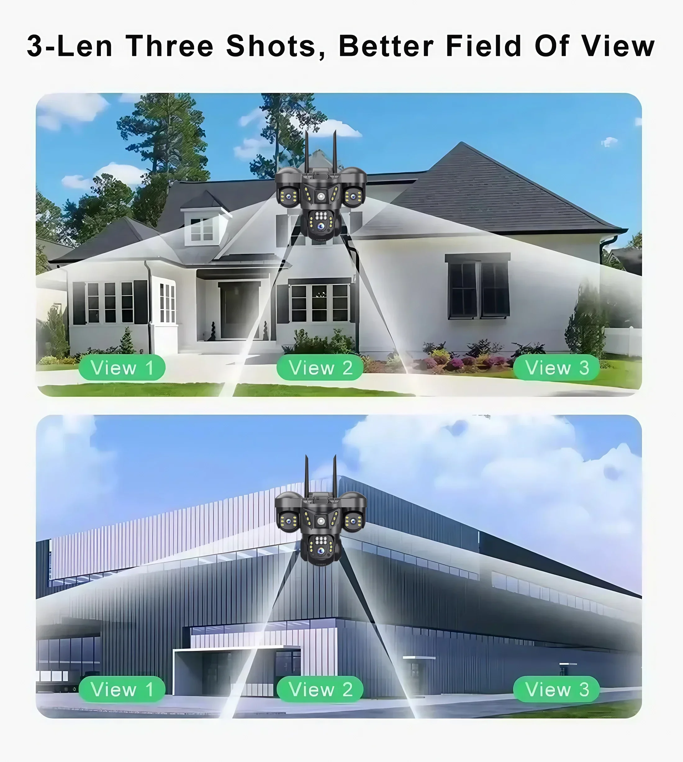 15MP Outdoor WiFi IP Camera 10X Zoom Three Lens Three Screens Waterproof Two-way Audio Auto Tracking CCTV Wireless Surveillance