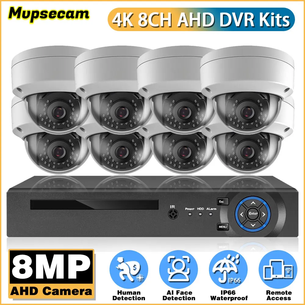H.265 8CH 4K AHD DVR Kit 8 Channels HD 8MP Outdoor Waterproof CCTV Security AHD Camera System Video Surveillance Kit XMEYE 4CH