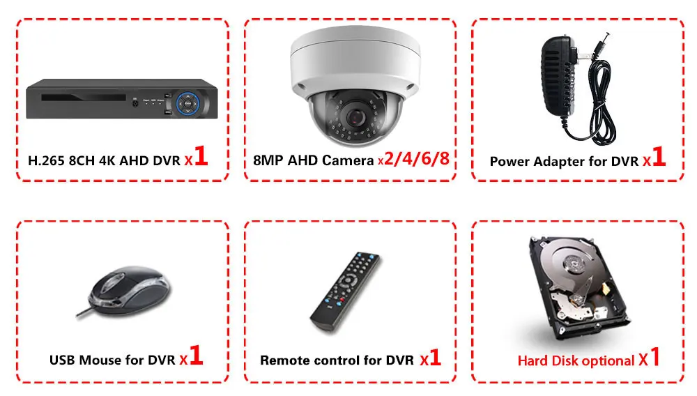 H.265 8CH 4K AHD DVR Kit 8 Channels HD 8MP Outdoor Waterproof CCTV Security AHD Camera System Video Surveillance Kit XMEYE 4CH