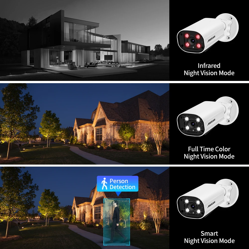 ASECAM 8MP 4K Security Camera System Outdoor Audio CCTV NVR AI Humanoid Detection Color Night Video Surveillance Camera Kit