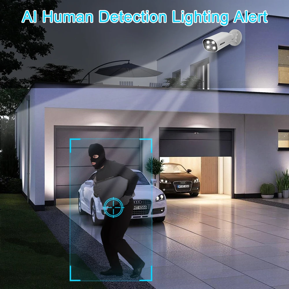 ASECAM 8MP 4K Security Camera System Outdoor Audio CCTV NVR AI Humanoid Detection Color Night Video Surveillance Camera Kit