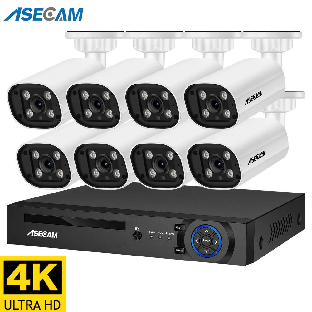 ASECAM 8MP 4K Security Camera System Outdoor Audio CCTV NVR AI Humanoid Detection Color Night Video Surveillance Camera Kit