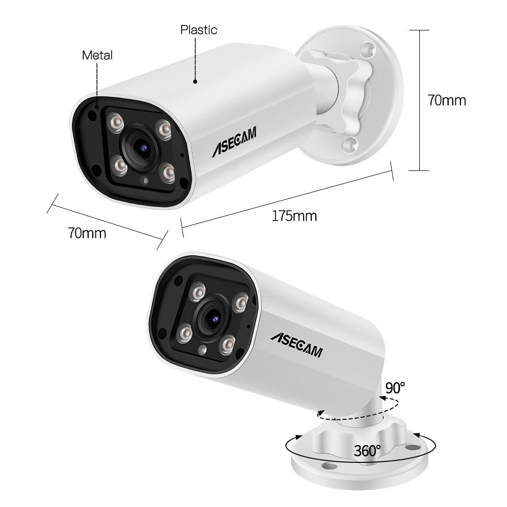 ASECAM 8MP 4K Security Camera System Outdoor Audio CCTV NVR AI Humanoid Detection Color Night Video Surveillance Camera Kit