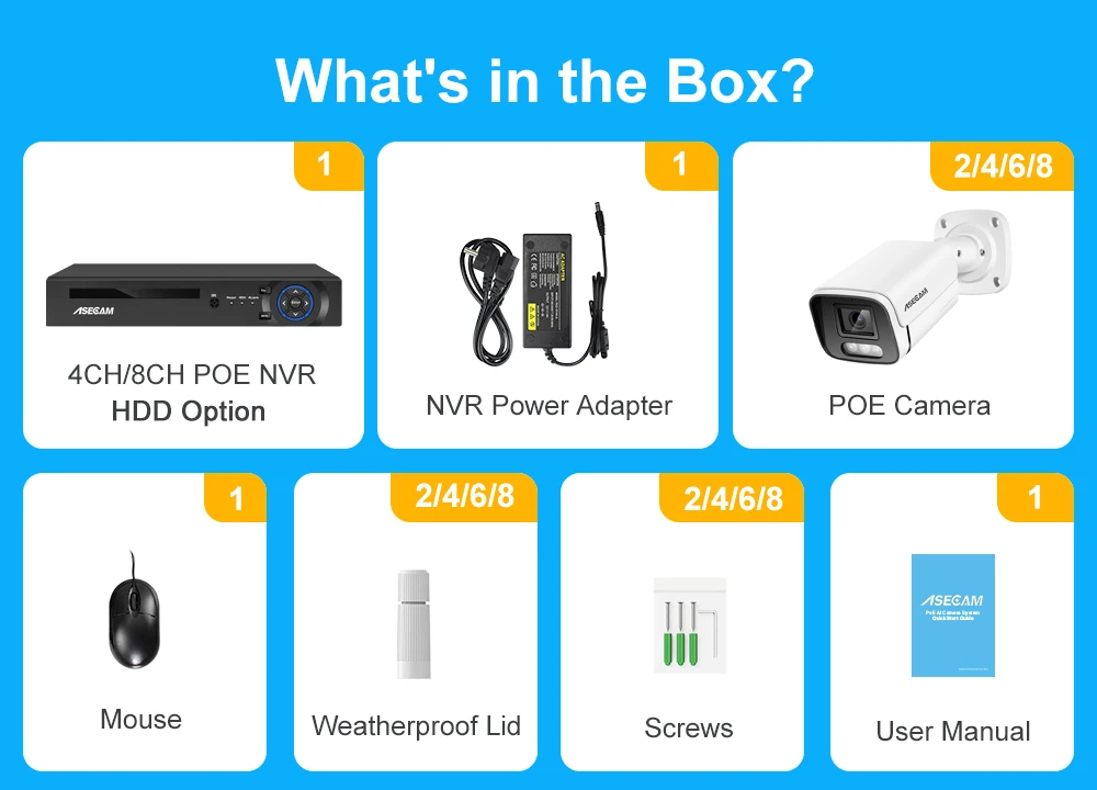 New 4K Security Camera System 8MP Audio Mic CCTV POE NVR AI Color Night Home Video Surveillance Camera Outdoor Set