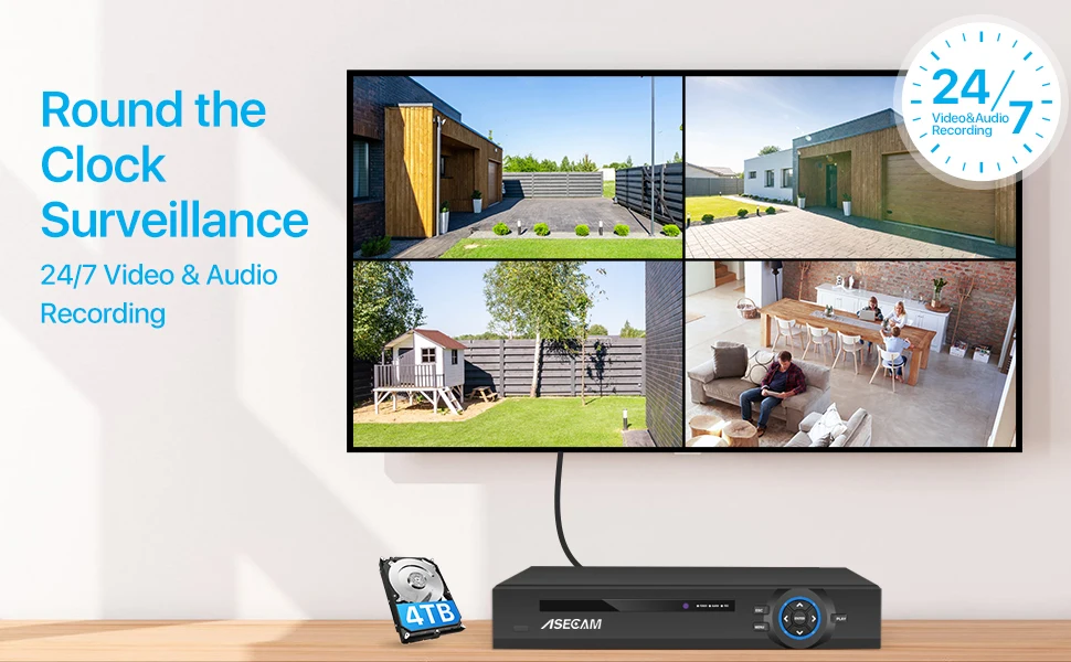 New 4K Security Camera System 8MP Audio Mic CCTV POE NVR AI Color Night Home Video Surveillance Camera Outdoor Set