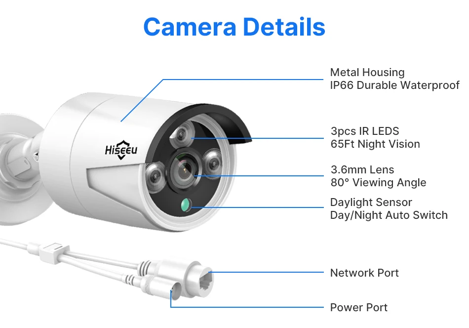 Hiseeu 4K 8MP POE Security Camera System AI Face Detection 8 Port NVR H.265 Home Waterproof CCTV Surveillance IP Camera Kit