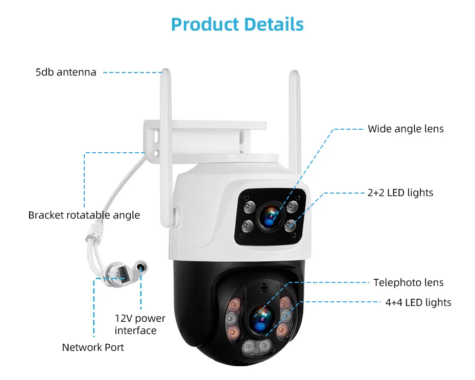 KERUI Waterproof 6MP HD Wireless Dual Lens PTZ WIFI IP Home Security Surveillance Camera System 8CH NVR Video H.265 CCTV Kit