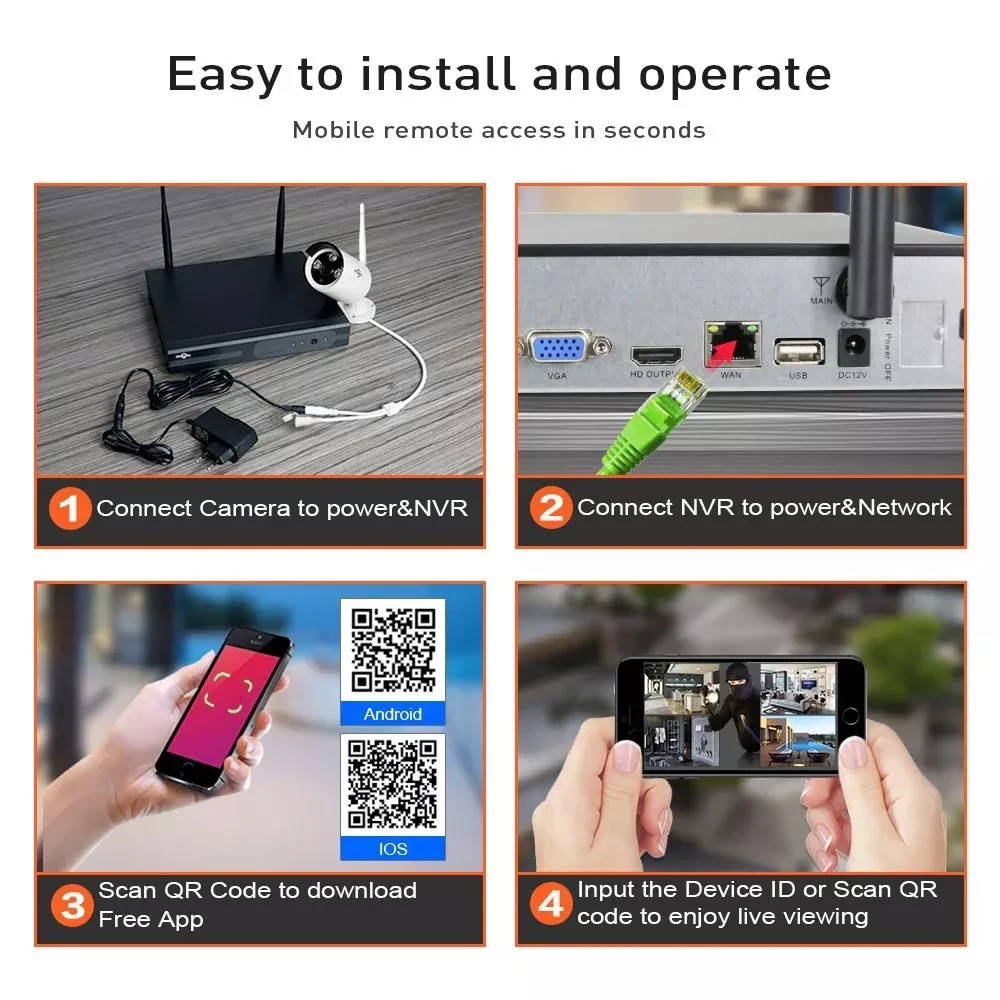 Hiseeu 5MP WiFi Video Surveillance Camera System 10CH P2P NVR Motion Audio Set Outdoor IR Night Vision CCTV Camera Security Kit