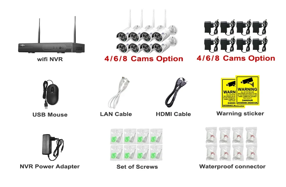 Hiseeu 5MP WiFi Video Surveillance Camera System 10CH P2P NVR Motion Audio Set Outdoor IR Night Vision CCTV Camera Security Kit