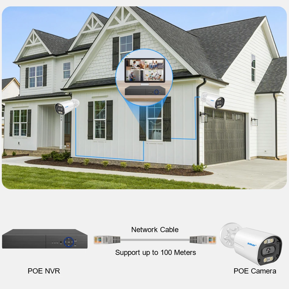 8MP Security Camera System 4K POE NVR Video Surveillance Kit  5MP 4MP Audio Ai Face Detect Color Night Vision IP CCTV Camera Set