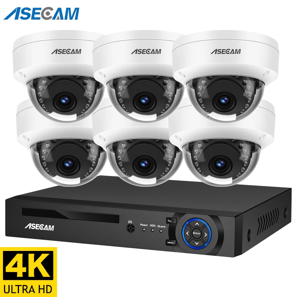 8MP 4K Security Camera System IK10 Explosion-proof Outdoor POE NVR Record CCTV Dome Human Detection IP Surveillance Camera Kit