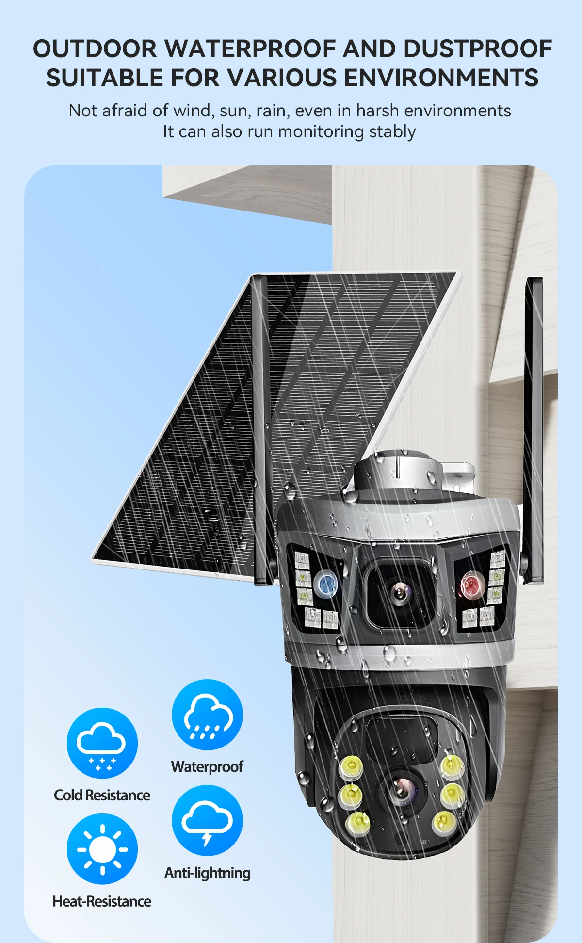 V380 Dual Lens 4G Camera Solar PIR Human Detection Night Vision Waterproof Security Video IP Camara 6MP 4K Battery CCTV Monitor