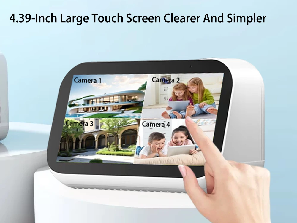 Smart 5MP 4.39 Inch Touch Screen 4CH Mini Wireless NVR Kit Security Solar Battery IP Camera Indoor/Outdoor WiFi EseeCloud System