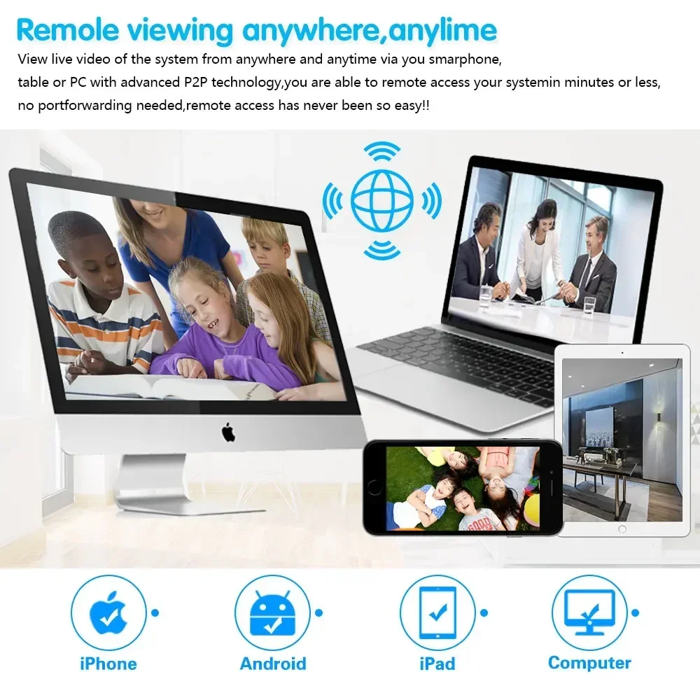 8Channel DVR CCTV Security AHD Camera System Camera Analog Kit HD 4K 8MP Metal Bullet Color Night Vision Video Surveillance Set