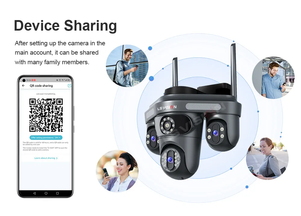 LS VISION 35MP 10X Zoom Four Screens WiFi IP Camera Wireless Outdoor Seven Lens Three PTZ Camera Auto Tracking Security Camera