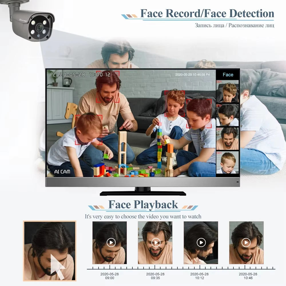 Techage 16CH 8MP 5MP POE Surveillance Camera CCTV System Camera H.265 4K Two-way Audio NVR Human Face Recognition Security Set