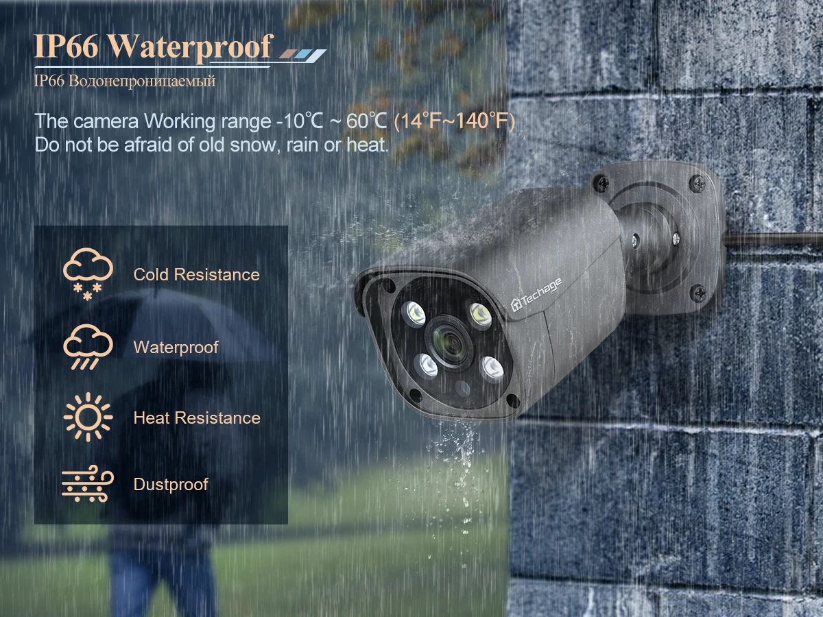 Techage 16CH 8MP 5MP POE Surveillance Camera CCTV System Camera H.265 4K Two-way Audio NVR Human Face Recognition Security Set