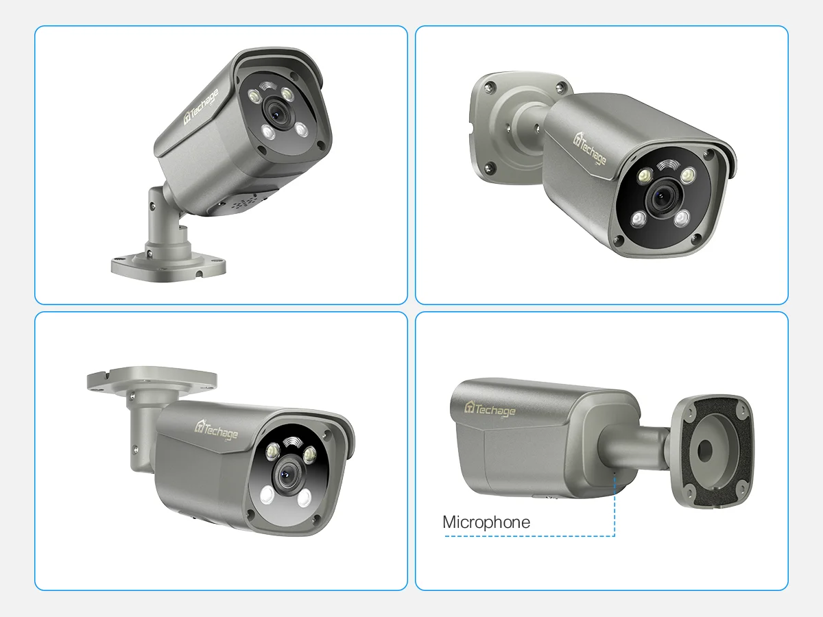 Techage 16CH 8MP 5MP POE Surveillance Camera CCTV System Camera H.265 4K Two-way Audio NVR Human Face Recognition Security Set