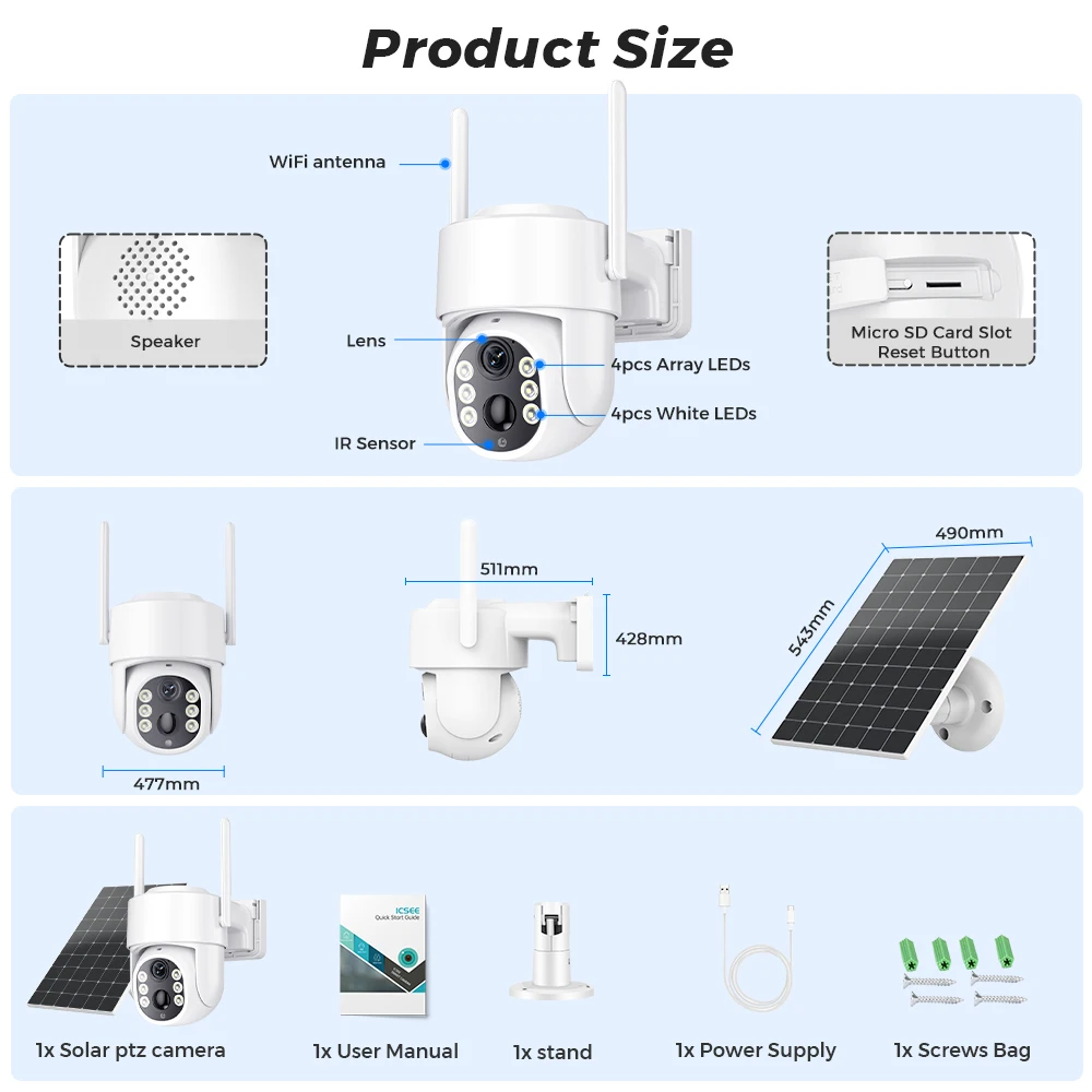 8MP 4K Solar Wifi Outdoor Camera Dual Lens ICSEE Wireless Home Surveillance Camera 7800mAh Battery 365 Days Standby Security CAM 8MP 4K Solar Wifi Outdoor Camera Dual Lens ICSEE Wireless Home Surveillance Camera 7800mAh Battery 365 Days Standby Security CAM