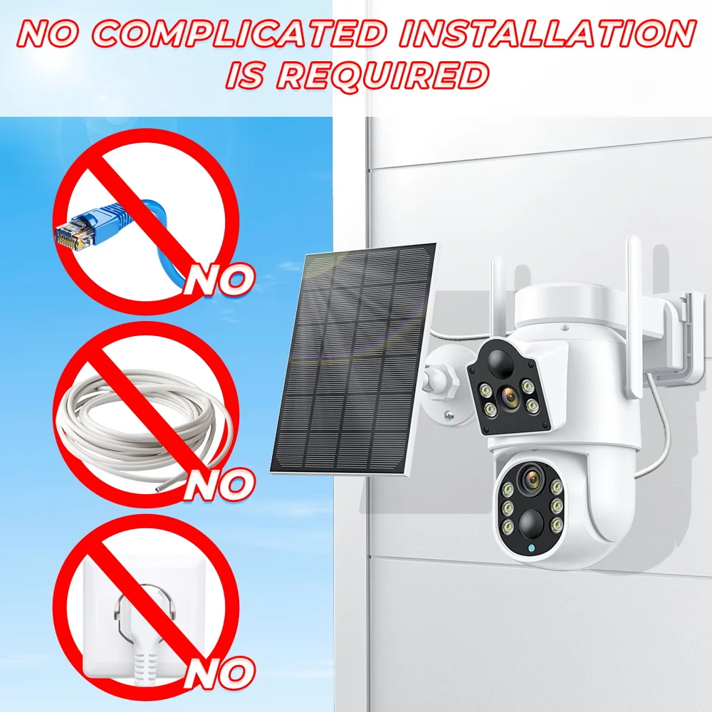 8MP 4K Solar Wifi Outdoor Camera Dual Lens ICSEE Wireless Home Surveillance Camera 7800mAh Battery 365 Days Standby Security CAM 8MP 4K Solar Wifi Outdoor Camera Dual Lens ICSEE Wireless Home Surveillance Camera 7800mAh Battery 365 Days Standby Security CAM