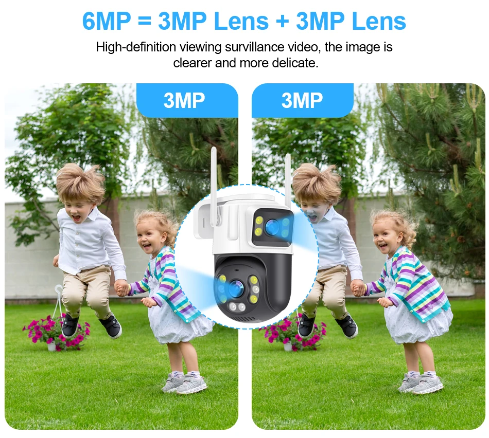Smar 8CH 6MP Wireless PTZ Camera Dual Lens WIFI Security Kit NVR Recorder Set IP Camera 2-Way Audio Video Surveillance System