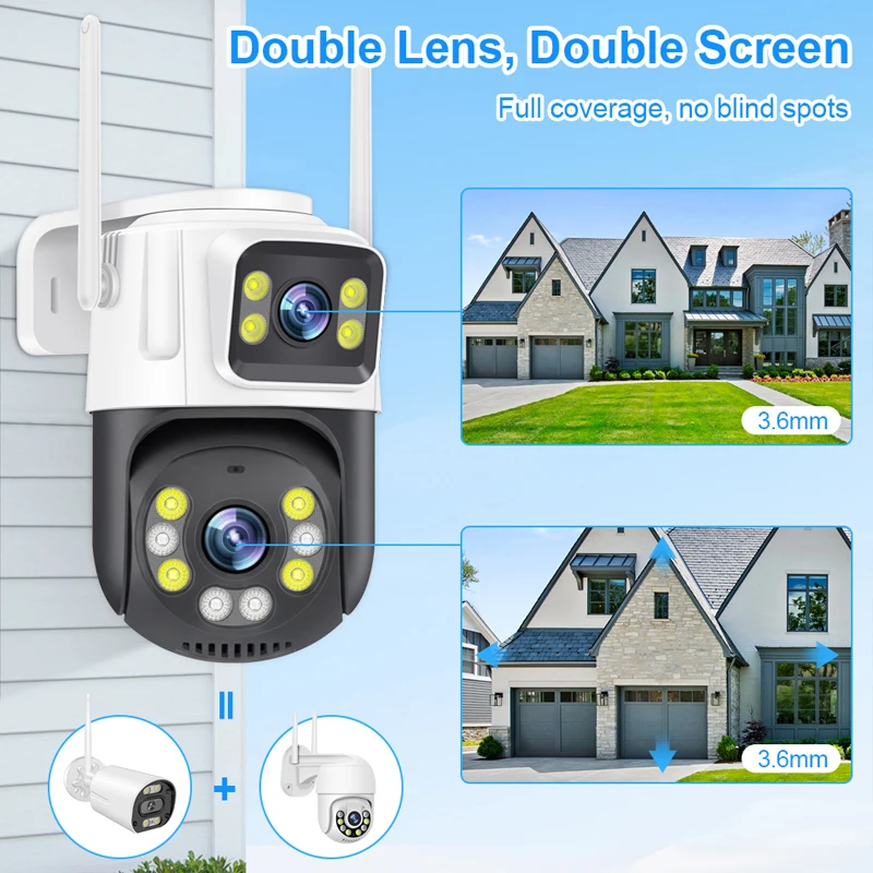 Smar 8CH 6MP Wireless PTZ Camera Dual Lens WIFI Security Kit NVR Recorder Set IP Camera 2-Way Audio Video Surveillance System