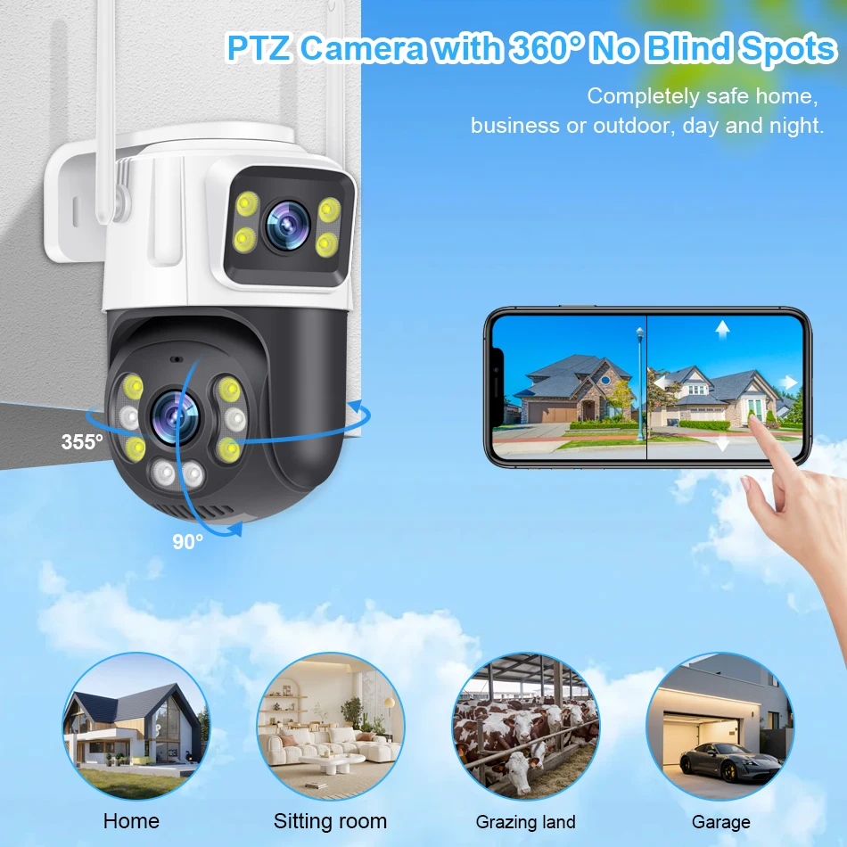 Smar 8CH 6MP Wireless PTZ Camera Dual Lens WIFI Security Kit NVR Recorder Set IP Camera 2-Way Audio Video Surveillance System
