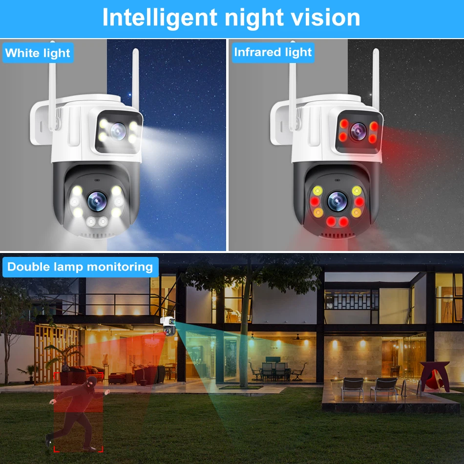 Smar 8CH 6MP Wireless PTZ Camera Dual Lens WIFI Security Kit NVR Recorder Set IP Camera 2-Way Audio Video Surveillance System