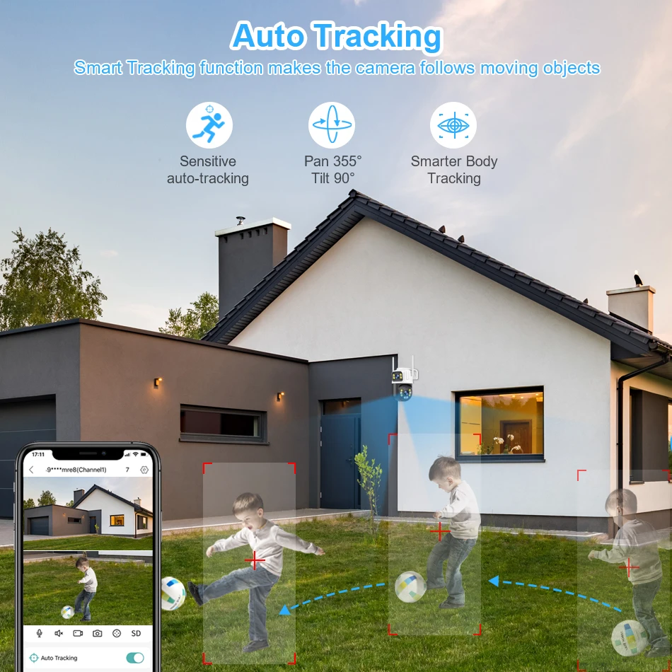 Smar 8CH 6MP Wireless PTZ Camera Dual Lens WIFI Security Kit NVR Recorder Set IP Camera 2-Way Audio Video Surveillance System