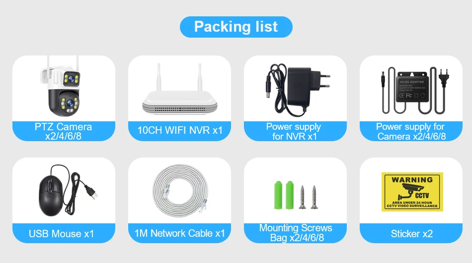 Smar 8CH 6MP Wireless PTZ Camera Dual Lens WIFI Security Kit NVR Recorder Set IP Camera 2-Way Audio Video Surveillance System