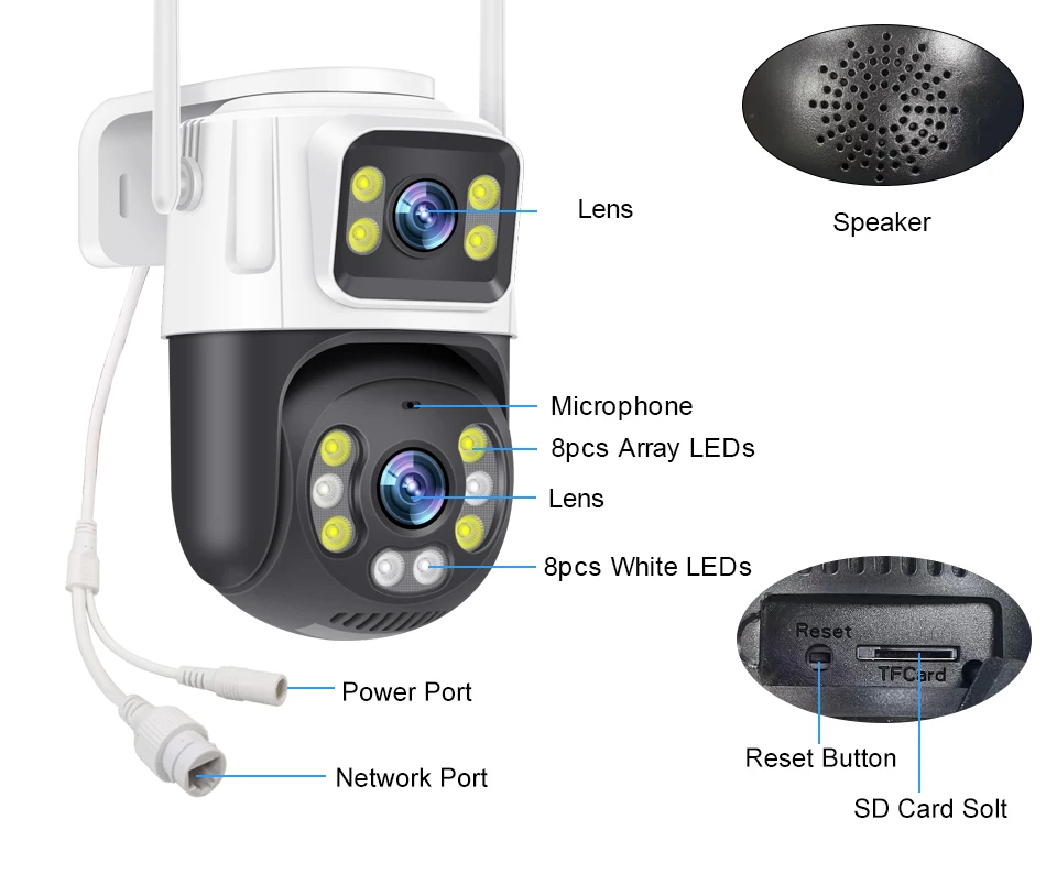 Smar 8CH 6MP Wireless PTZ Camera Dual Lens WIFI Security Kit NVR Recorder Set IP Camera 2-Way Audio Video Surveillance System