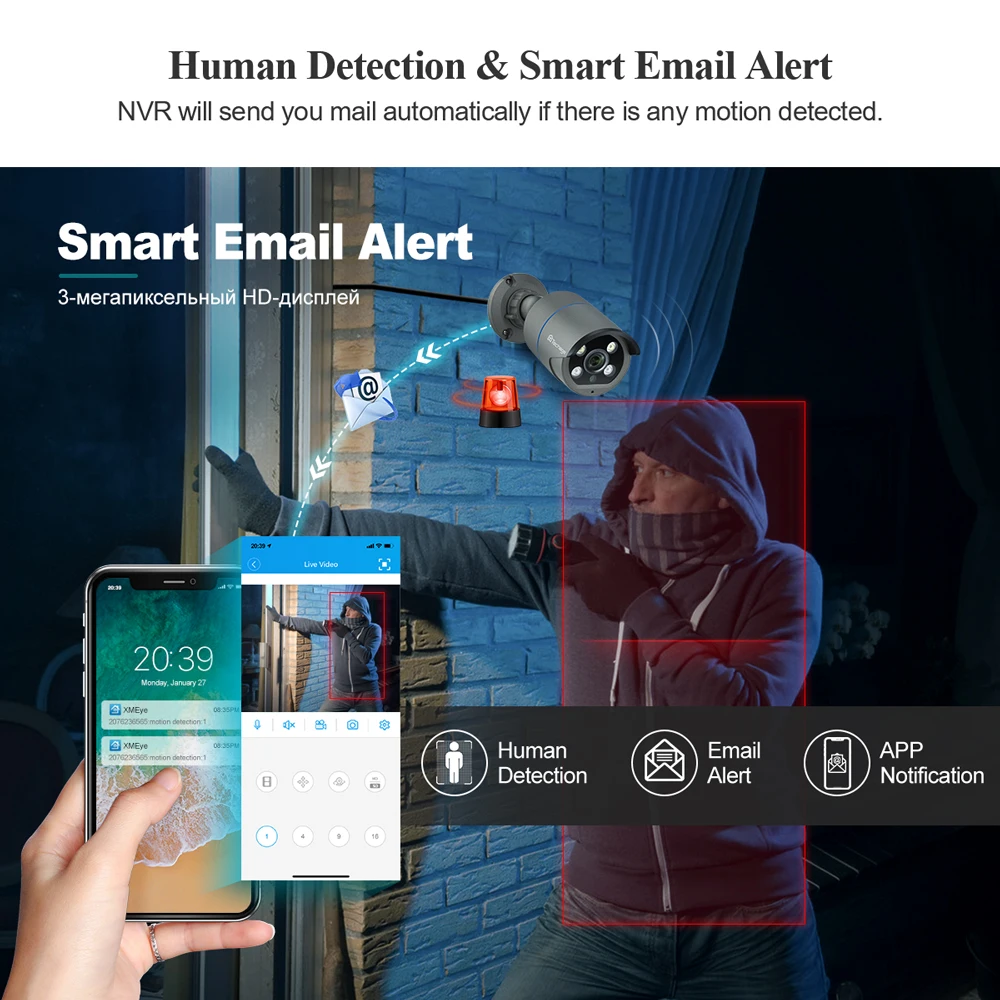 Techage 8CH HD 4MP POE Surveillance Camera CCTV Security System H.265 Face Detect Outdoor Two-way Audio IP Camera P2P Video NVR