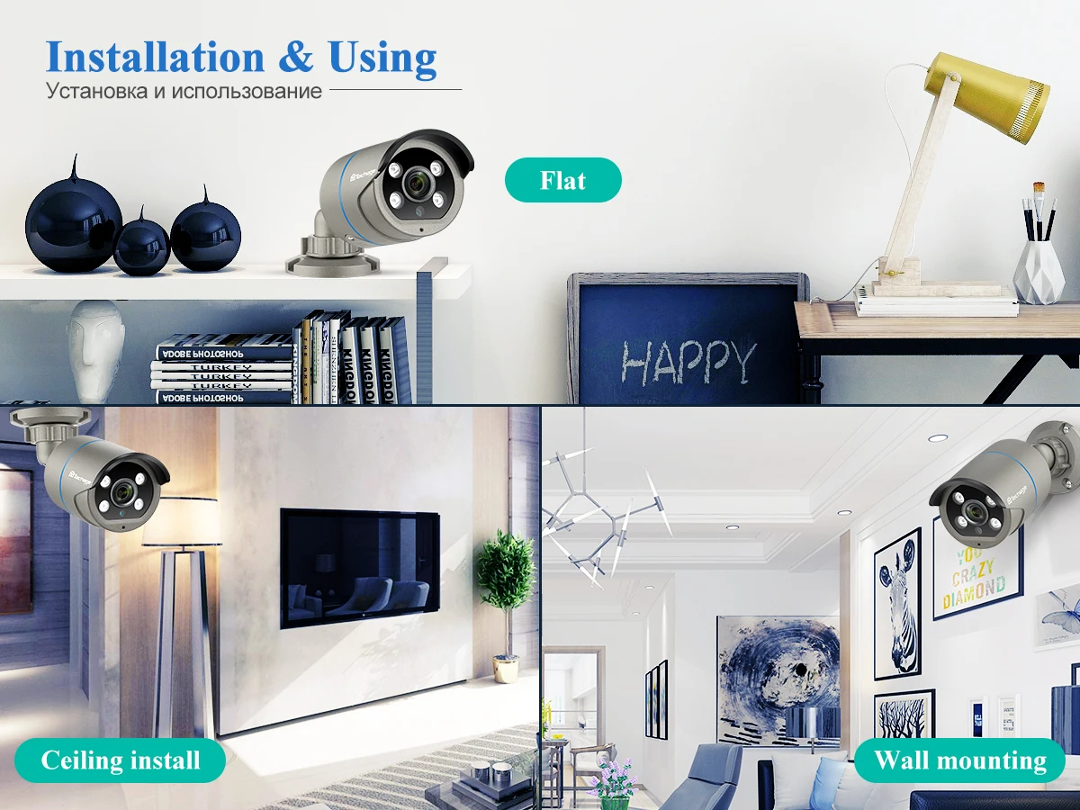 Techage 8CH HD 4MP POE Surveillance Camera CCTV Security System H.265 Face Detect Outdoor Two-way Audio IP Camera P2P Video NVR