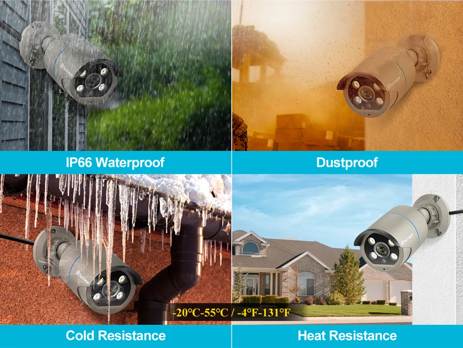 Techage 8CH HD 4MP POE Surveillance Camera CCTV Security System H.265 Face Detect Outdoor Two-way Audio IP Camera P2P Video NVR