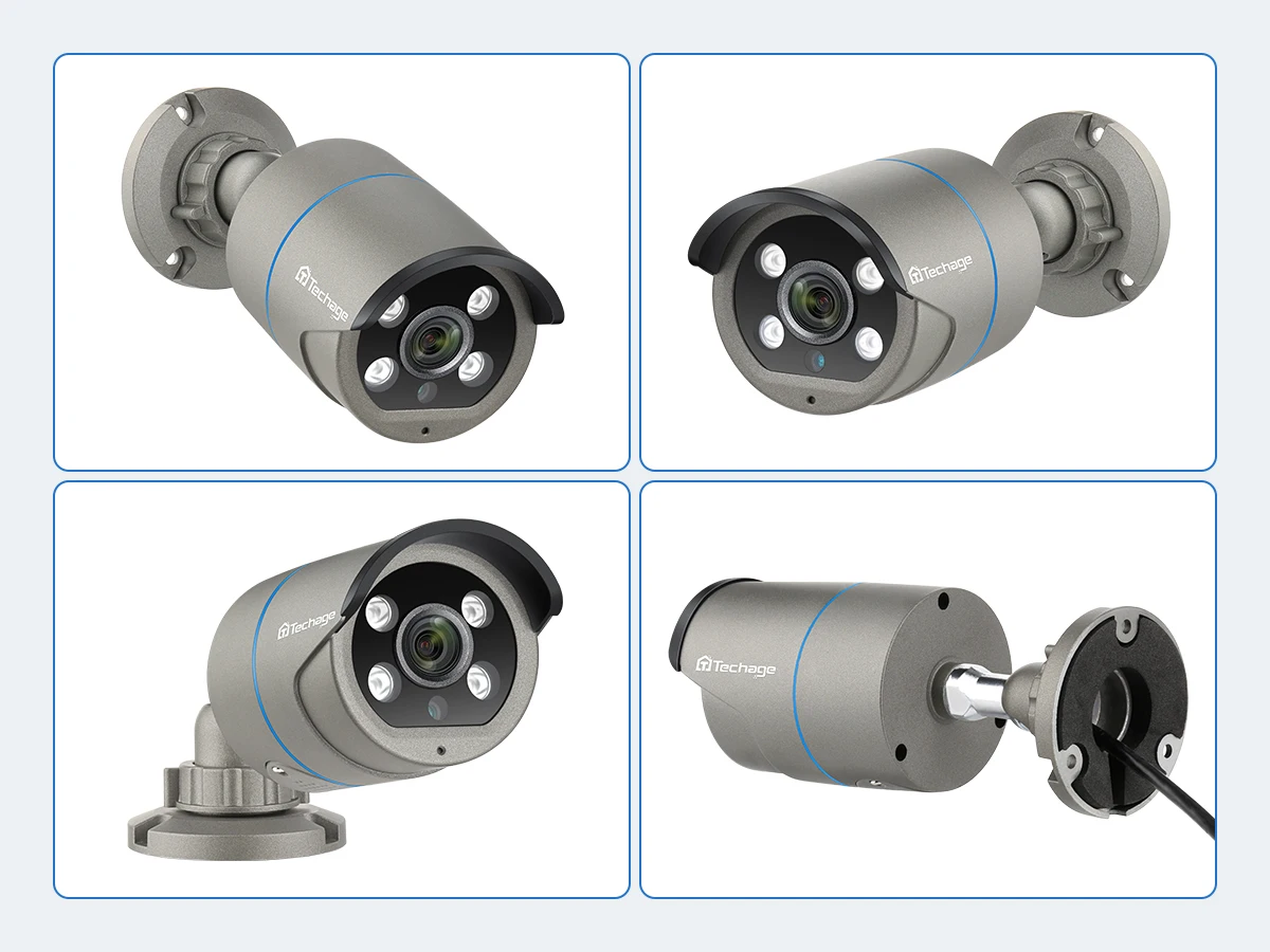 Techage 8CH HD 4MP POE Surveillance Camera CCTV Security System H.265 Face Detect Outdoor Two-way Audio IP Camera P2P Video NVR