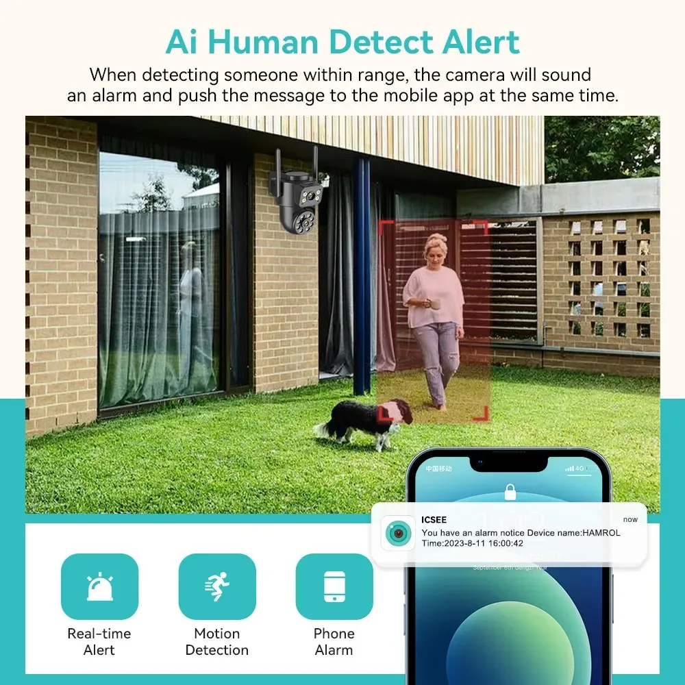 8MP 4K Wireless CCTV System PTZ WiFi Camera Two Way Audio IP66 Waterproof IP Camera 8CH NVR P2P Surveillance Kit iCSee APP