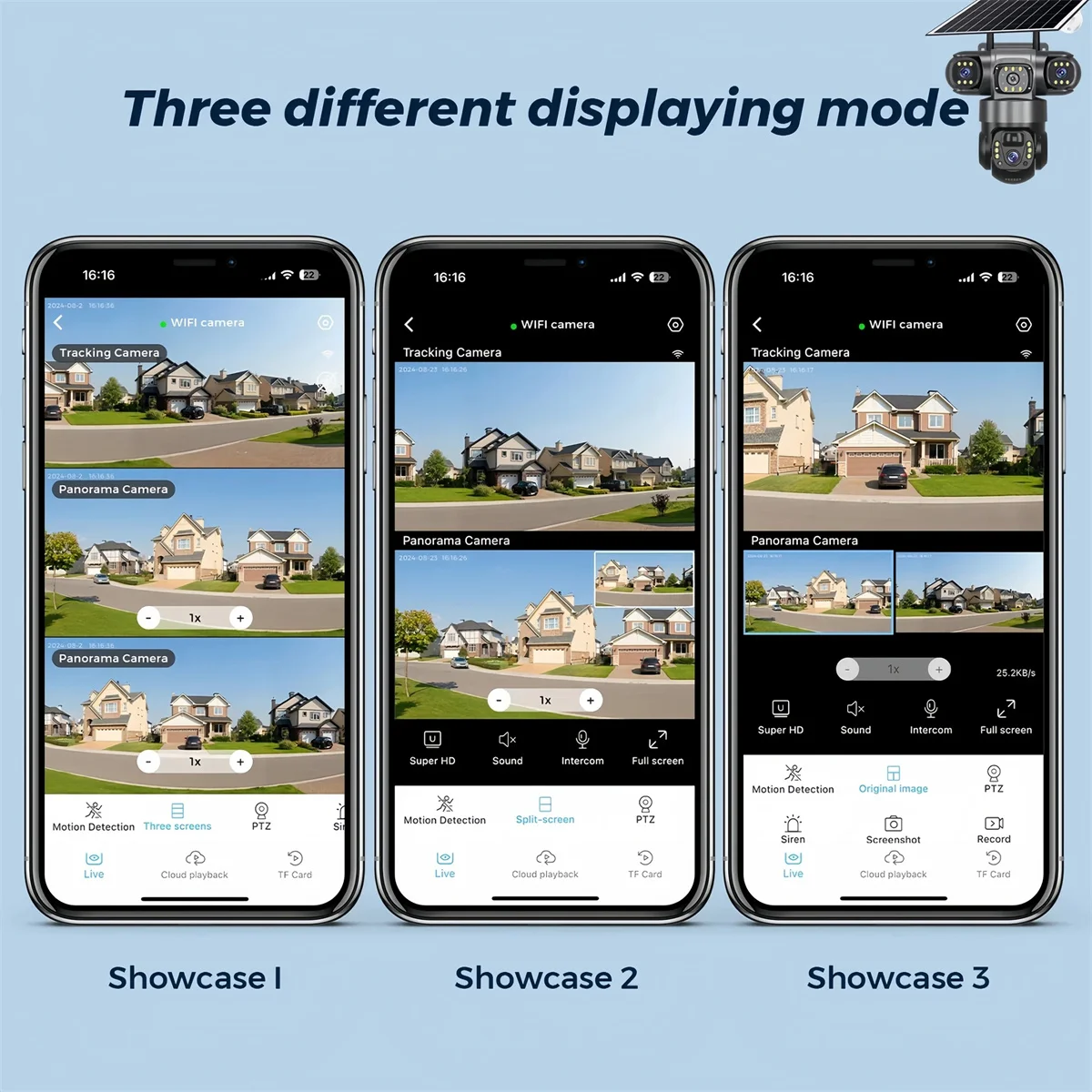 Wifi IP Camera Three Lenses Solar Outdoor Waterproof  15MP 8K PIR Night Vision Human Auto Tracking Surveillance Camera V380 Pro
