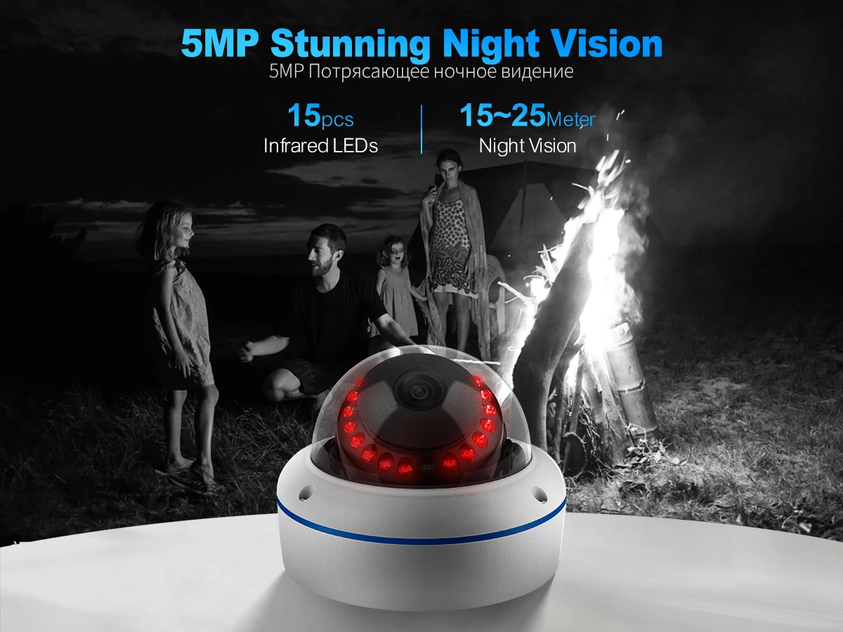 Techage H.265 5MP 8CH POE Camera System One-way Audio Vandalproof Camera Metal Indoor CCTV Video Security Surveillance Kit P2P