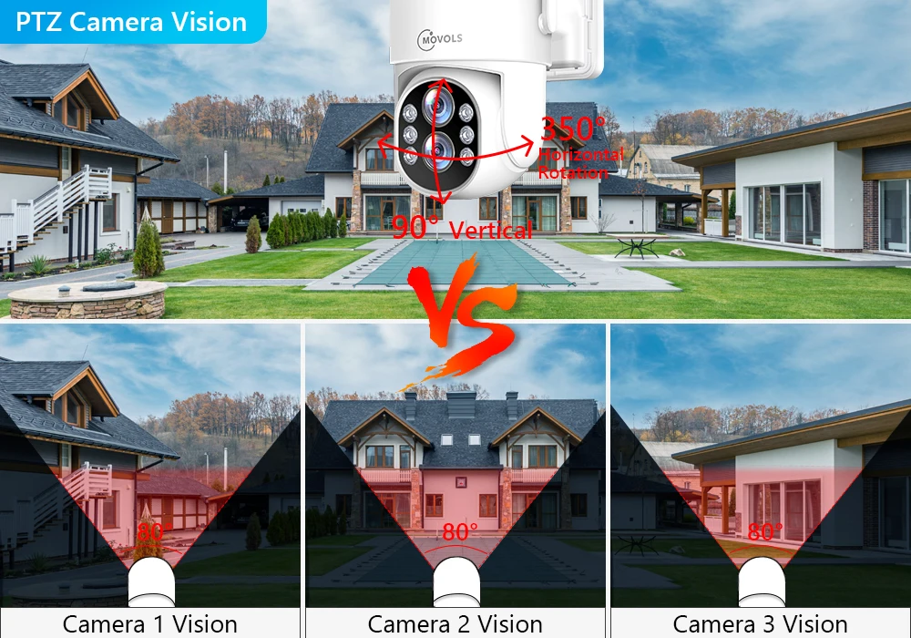 Movols 3MP Wireless Security Camera System 10X Optical Zoom Two Way Audio WIFI PTZ Camera 8CH NVR Kit Video Surveillance System