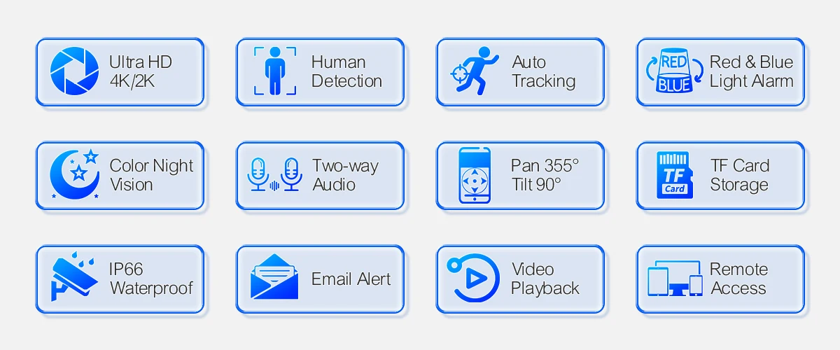 Techage 8CH 4K 5MP 8MP PTZ Security POE IP Camera System Outdoor AI Human Detection Two Way Audio Video Surveillance Camera Kit