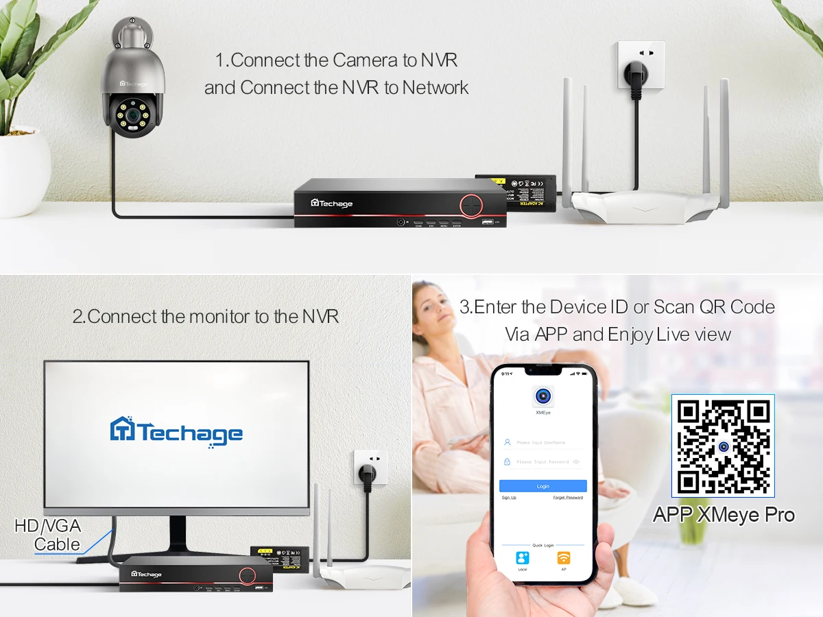 Techage 8CH 4K 5MP 8MP PTZ Security POE IP Camera System Outdoor AI Human Detection Two Way Audio Video Surveillance Camera Kit