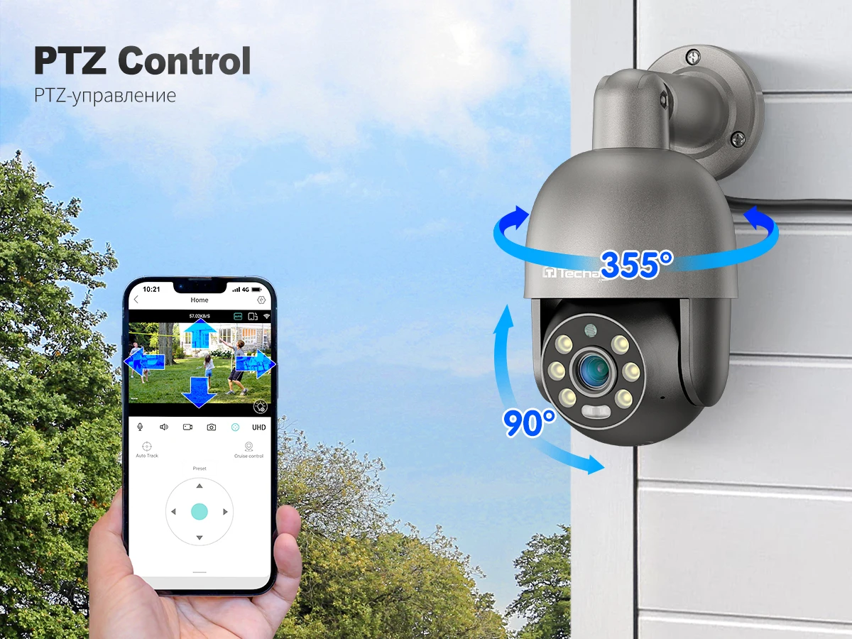 Techage 8CH 4K 5MP 8MP PTZ Security POE IP Camera System Outdoor AI Human Detection Two Way Audio Video Surveillance Camera Kit